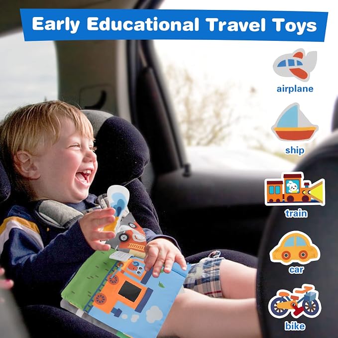 Richgv Baby Books Toys 6-12 Months, Sensory Activity Book Learning Toys Soft Cloth Baby Books Touch and Feel Crinkle Book Infant Stroller Toys