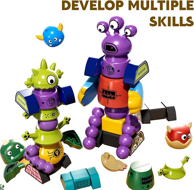 TEMI Magnet Robot Toy for Kids 3-5 Years Old | Monster Magnet Toys Stacking Transform Toys with Storage Box, Set for 3 4 5 6 7 Years Old Boys, Christmas and Birthday Gifts