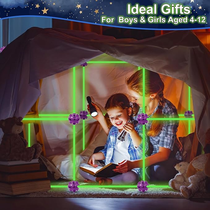 180 Pack Glow in The Dart Fort Building Kits for Kids Age 4, 5, 6, 7, 8+ Years Old, STEM Building Toys for DIY Castles, Tunnels, Ideal Christmas, Birthday Gifts for Boys & Girls