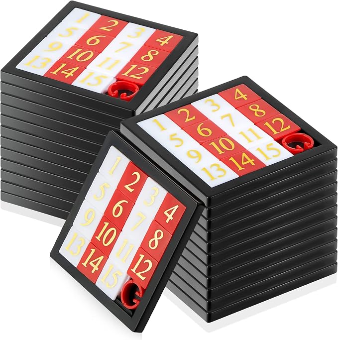 24 Pcs 15 Slide Puzzles for Kids Number Slide Puzzle Set - Brain Teaser and IQ Educational Toy for Teens, 2.6 x 2.6 Inches, Ideal for Teacher Rewards, and Learning Toys Great Party Favors