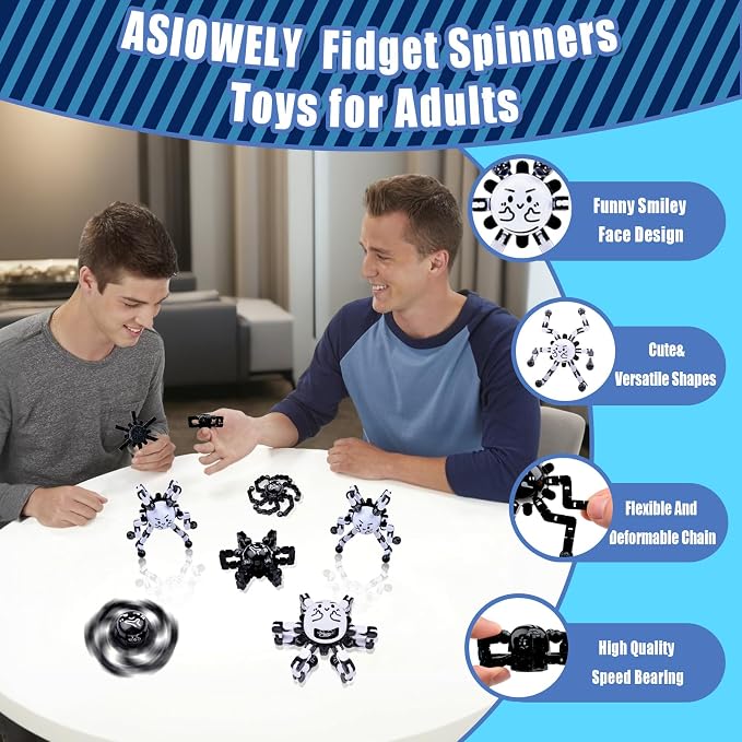 Transformable Fidget Spinners Toys for Adults and Kids,Cool Fingertip Gyros Travel Toys,Sensory Toy for Teens Boys Age 8-12 ADHD Autism Relief Stress Toy,Birthdays Gifts Stocking Stuffers