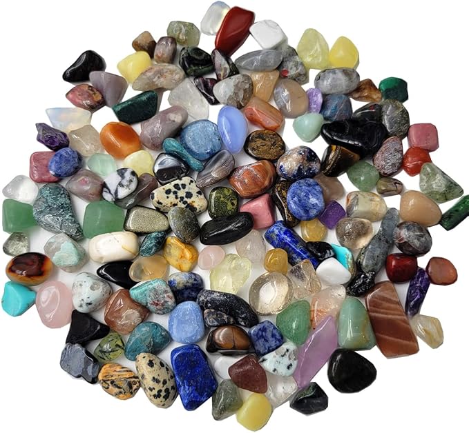 60Kinds+ Gemstones and Crystals Set,Bulk Tumbled Chips Crystals for Jewelry Making,Crushed Stones Rocks and Minerals Science Kit (0.55lb(60-65types))