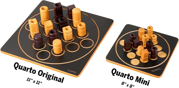 Quarto Mini | Mensa Select Winner | Travel-Friendly Version of The, Wooden Abstract Strategy Game for Kids & Adults | Family Game Night Favorite | Ages 8+ | 2 Players | 15 Min