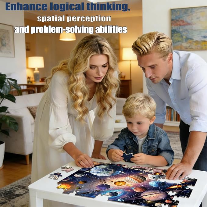 Puzzles for Kids Ages 6-8 8-10 - 200 Piece Puzzles - Solar System Puzzle | Pieces Space Astronaut Puzzles .Puzzles for 6 7 8 9 10 11 12 years old boys and girls.Learning Puzzle Toy