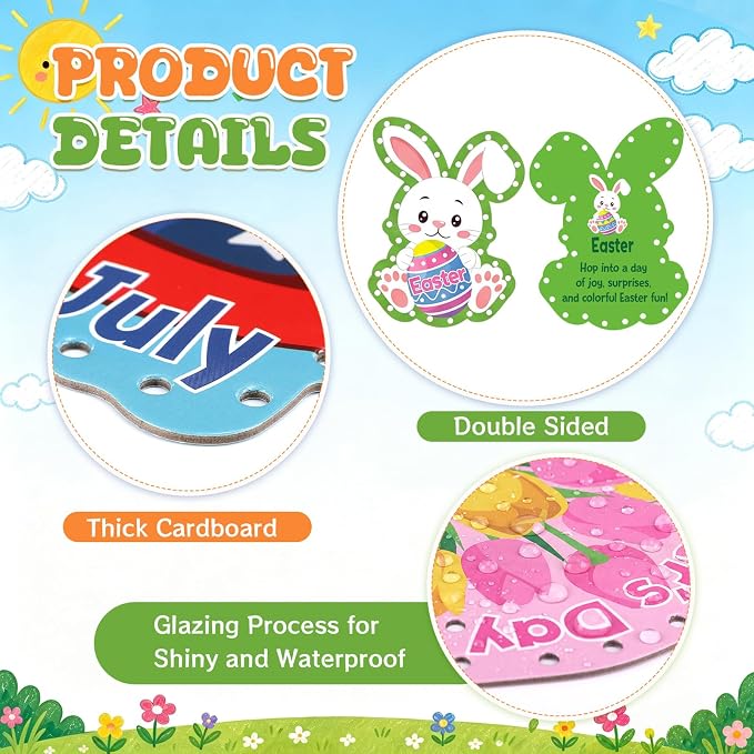 Funrous 10 Pieces Kids Recognition Lacing Cards,Holiday | Thick Cardboard Educational Sewing Cards, Double Sided Lacing Playing Games, For Preschool Developing Imagination Supplies