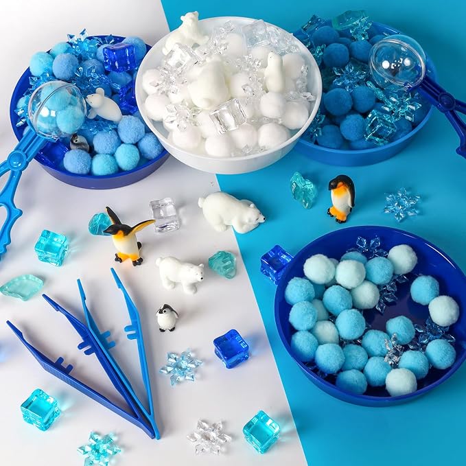 182 Pcs Arctic Animals Sensory Bin Items Winter Arctic Animals Counting Sorting Sensory Bin Filler Fine Motor Arctic Habitat Counts for Easter Day Spring Summer Counting Decor