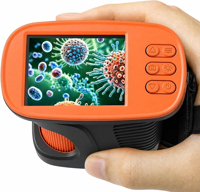 Kids Microscope,1000X HD Digital Handheld Mini Microscope 2.4" IPS Screen | Microscope for Kids, Mini Pocket Microscope for Children Birthday Gift, Science Education Fun for Boys Girls Ages 4-12 Black