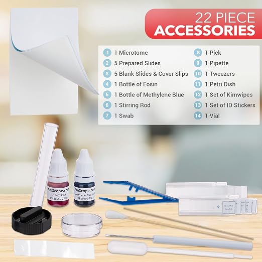 AmScope SP-14 Microscope Slide Preparation Kit - Includes Blank | Precision Tip Anti-Static Stainless Steel Lightweight Ergonomic Design