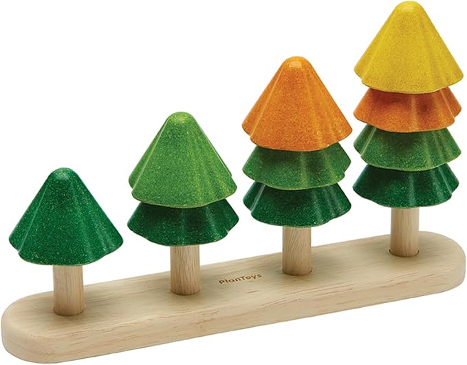 PlanToys® Wooden Sort & Count Trees Montessori Kids Counting Stacking Toy | wooden sort count trees, montessori counting stacking, numbers colour sorting logical thinking, educational learning, toddler