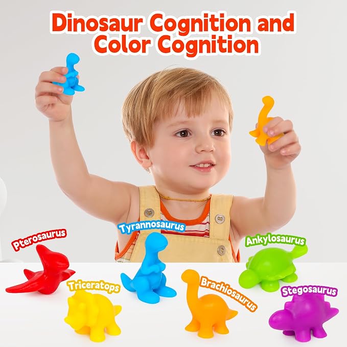 Dinosaur Toys,Color Sorting Toys for Kids,Montessori Education Learning Activities Sensory Training & Counting Games Christmas Stocking Stuffers Gifts for 3 Year Old Boys Girls