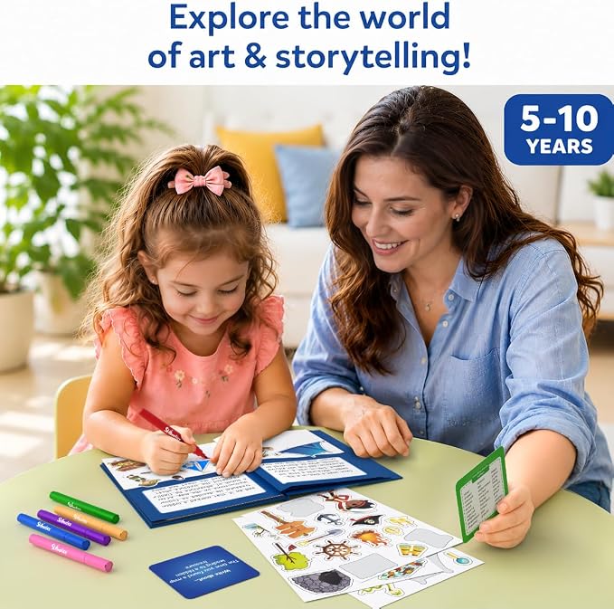 Skillmatics Storybook Art Kit – Adventures, Writing Activity, Gift for Kids | Create Adventure Stories, 300+ Stickers, Scrapbooking & Journal, Storytelling Activity, Screen-Free Craft, Ages 5, 6, 7, 8, 9