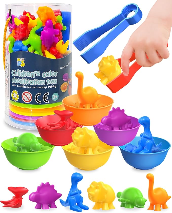Counting Dinosaurs Montessori Toys for 3 4 5 Years Old, Learning Toys Gifts | Sensory Toy for Kids with Autism, Counting Bears, Preschool Sensory Bin Filler, Educational Toy for 3 Year Old, Toddler Gifts
