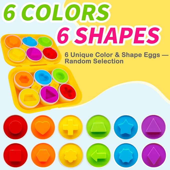 WEEJOYGAM Matching Egg Toys for Toddlers, Toddler Montessori Toys for 2 3 Year Old Girl Boy Birthday Gift, Learning Color Sorting Shape Sorter Puzzle Game Preschool Educational Fine Motor Skills