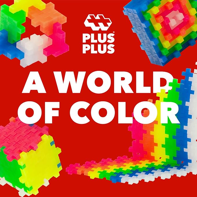 PLUS PLUS 240 Piece Neon Mix - Mini Waffle Blocks, Classroom Must Haves | STEM Toys, Sensory Bin Fillers, Occupational Therapy Tools, Gifts for Boys & Girls, Christmas Stocking Stuffers for Kids
