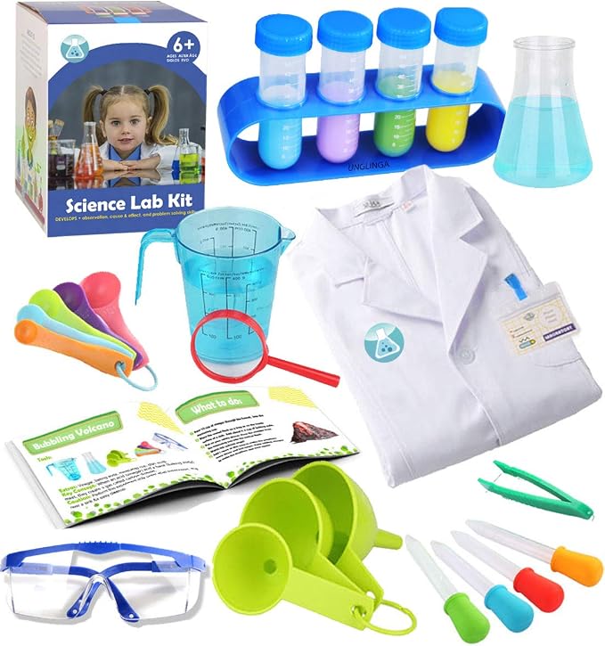 UNGLINGA Kids Science Experiment Kit with Lab Coat Scientist Costume Dress Up and Role Play Toys Gift for Boys Girls Kids Christmas Birthday Party | Dress Up and Role Play Toys Gift for Boys Girls Kids Christmas Birthday Party