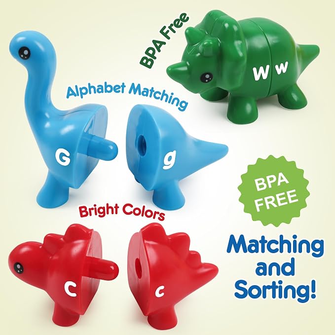 26pcs Alphabet Dinosaurs Matching Toy, Toddlers ABC Learning Dinosaurs | 26pcs, Matching & Sorting Game, Sensory Toy, Preschool Learning Activities, Educational Gifts, Ages18M+
