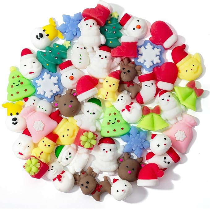 Mr. Pen- Christmas Squishy Toys, 48 Pack | Washable Twistable Stretchy Squishies Bulk, Soft Stress Relief Sensory Toys for Squeezing, Stocking Stuffers
