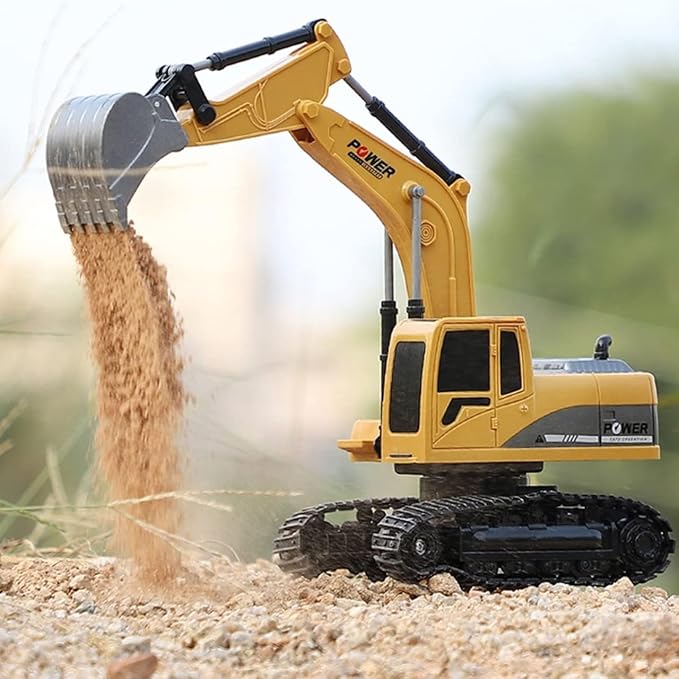 ID Gerilla Remote Control Excavator, RC Construction Toy | Metal Shovel Digger Excavator with 680° Rotation Digging Sand, Realistic Lights Sounds, Christmas Birthday Gift Toy for Boys