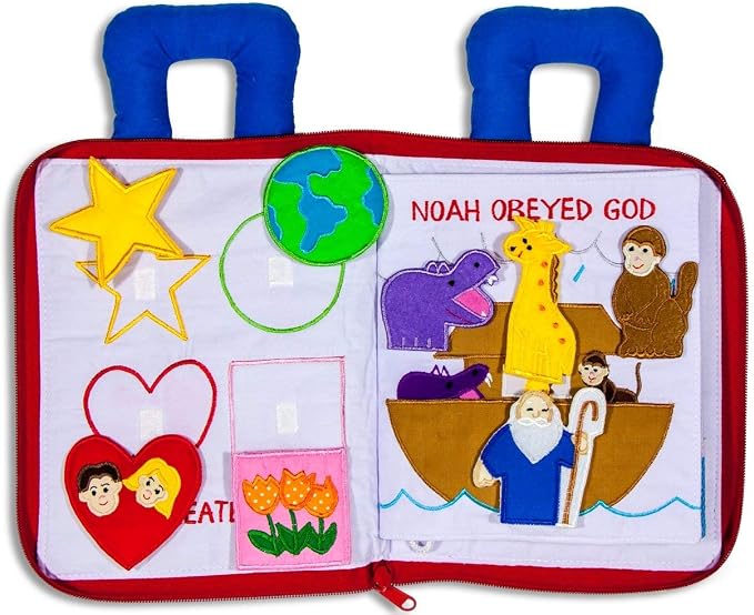 My Growing Season My Bible Quiet Book Interactive Fabric Activity for Kids | Educational Christian Toy for Toddlers & Preschoolers | Travel-Friendly and Sensory-Rich Soft Book