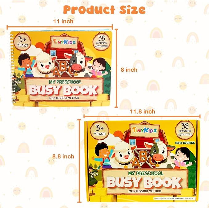 Montessori Busy Book for Toddlers 3-5, 38 Engaging Learning Activities for Preschoolers, Educational Quiet Book for Kids Ages 3-8, Preschool Homeschool Learning Toy