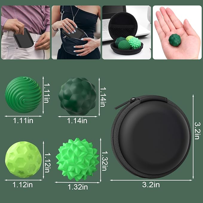 BUSOHA Silicone Magnetic Fidget Balls - 4 Pack Fidget Toys for Adult | Four Unique Textures Sensory Support,Quiet and Silent Stress Relief,Lightweight,Office,Travel,Autism,Anxiety,ADHD