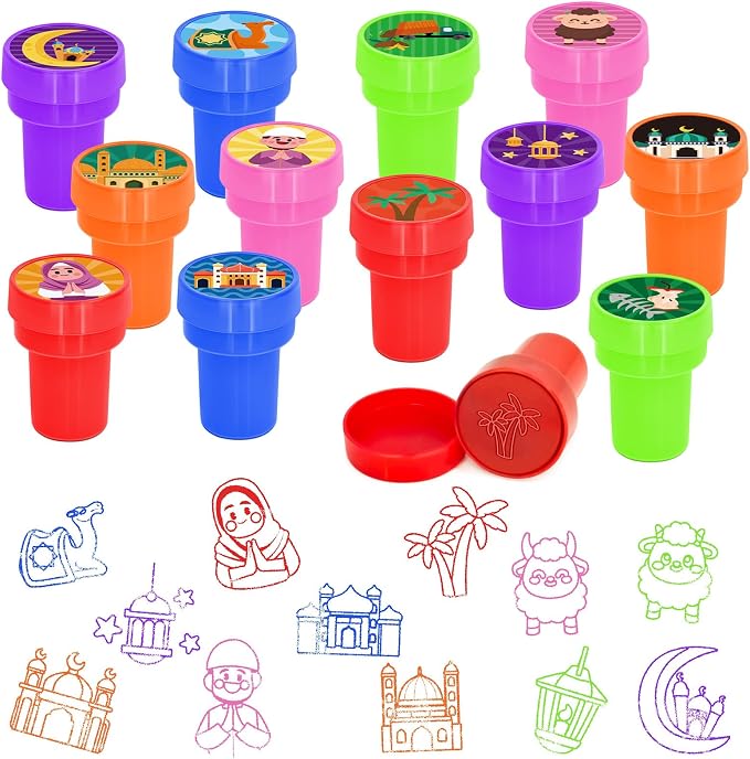 Cinrobiye 24 Pcs Ramadan Stampers Party Favor Set, Cute Islamic Theme Stamps for Kids Ramadan Celebration, Classroom Rewards, Eid Gifts, Goody Bag Fillers, Muslim Holiday Party Supplies