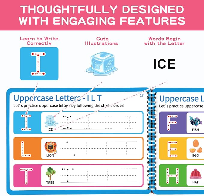 Preschool Learning Activities, Tracing Books for Kids Ages 3-5, Toddler Handwriting Practice Busy Book, ABC Alphabet Letter Number Tracing, Pre-K Kindergarten Workbook Activity Book for 3 4 5 Year Old