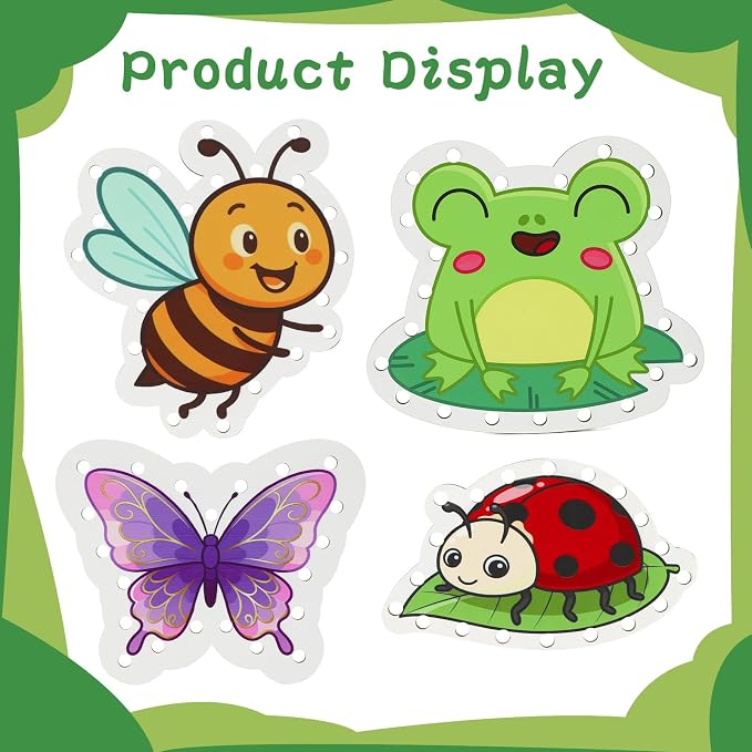 Wooden Lacing Cards Spring Lacing Card Fine Motor Skill Activity | Perfect parent-child activity for preschool learning, classroom use, and homeschool education.
