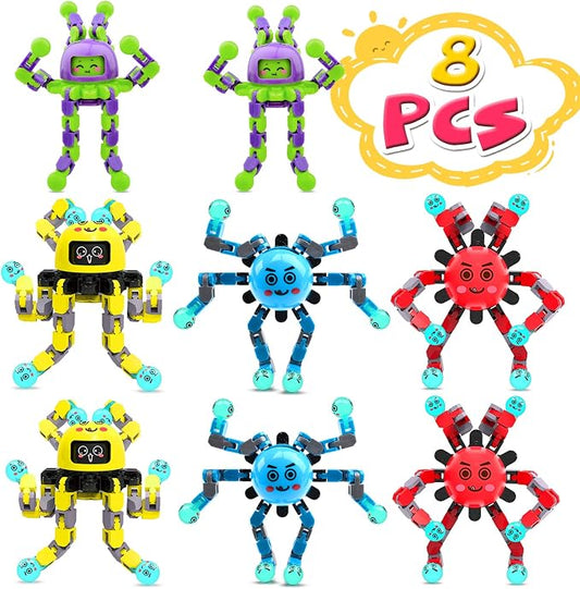 Transformable Fidget Spinner Toys for Kids and Adults,8 Pcs Travel Toys for Boys Girls Sensory Toy ADHD Stress Relief Toy,Party Favors Birthdays Gifts for Teens Road Trip Travel Essentials