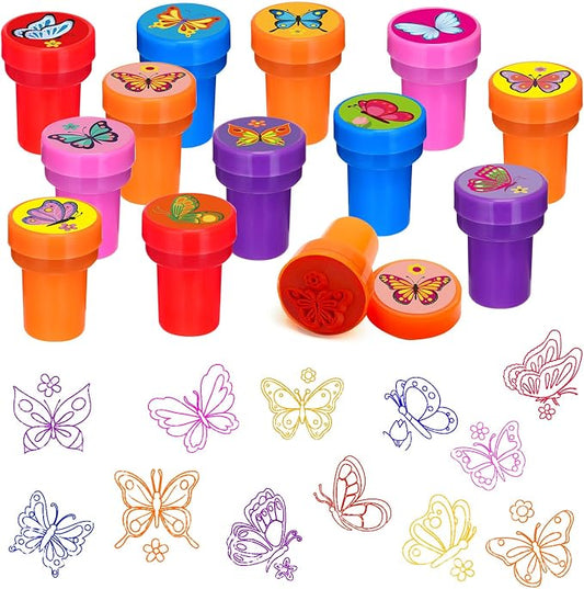 Cinrobiye 24 Pcs Butterfly Stampers Party Favor Set, Cute Butterfly Stamps for Kids Birthday Party, Classroom Rewards, Carnival Prizes, Goody Bag Fillers,Themed Party Supplies