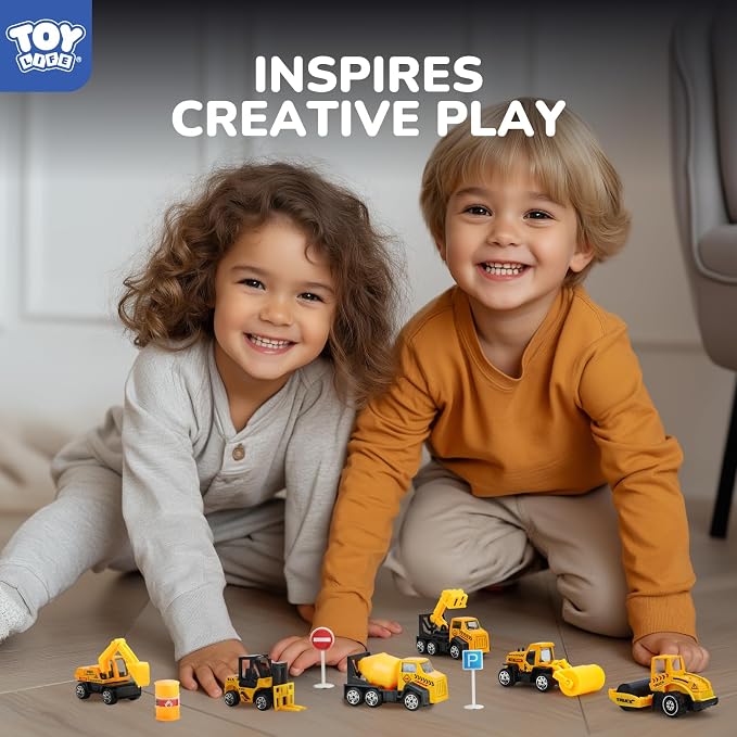 TOY Life 35-Pc Construction Vehicles, Trucks & Cake Toppers, Kids Ages 3-8