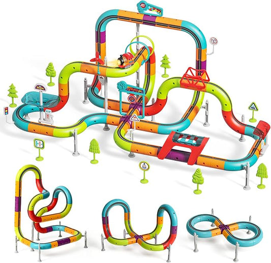 3D Electric Train Set for Kids, Gravity-Defying Track Building Toy with Lights & Sounds, Train for Kids Ages 8-12