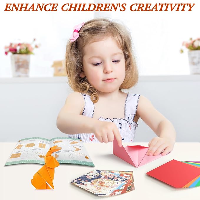 Pigipigi Kids 360 Pcs Origami Paper Kit,Arts and Crafts for Kids Ages 5-12 | Beginners Origami Kit with 60 Japanese paper,Step-by-Step Guiding Book, DIY Craft Birthday Gift for Boys Girls ages 5-12