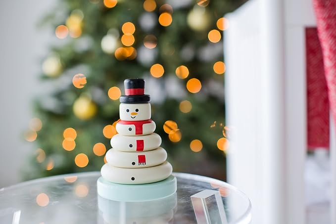 Pearhead Christmas Snowman Stacking Toy Set, Holiday Toys for Toddlers
