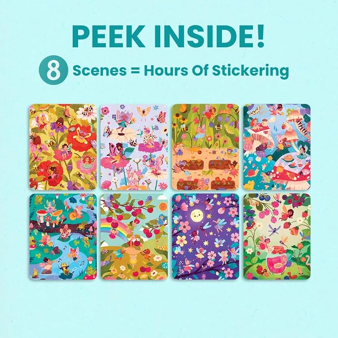 Cupkin Fairies in The Garden Coloring & Sticker Book | 300+ Stickers | Spiral-bound kids craft format with 8 scenes, 8 art pages, side-by-side viewing, and an easy-peel design for ages 2–8