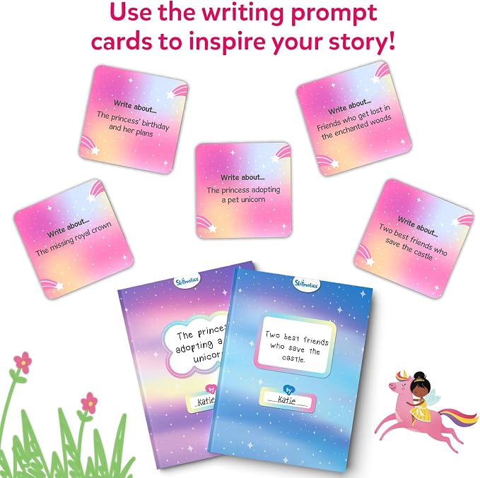 Skillmatics Storybook Art Kit – Unicorns & Princesses, Craft & Writing Kit | Storytelling Activity, Create Fairytale Stories, 300+ Stickers, Scrapbooking & Journal, Gift for Ages 5, 6, 7, 8, 9