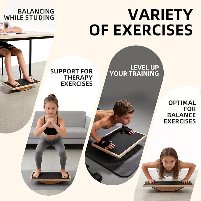 Juoe Balance Board Wobble Board,Balance Toys for Physical Therapy | Wooden Wobble Balance Board for Adults and Kids,Balance Training,Standing Desk Core Strength Balance Rocker Board