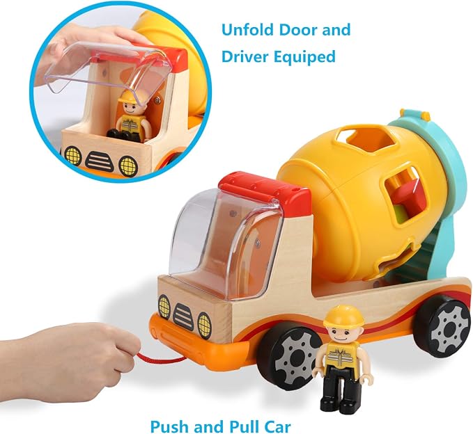 TOP BRIGHT Wooden Shape Sorter Toys for Toddlers Learning Sort and Match for 2 Year Old | 7 Wooden Blocks, Shape sorter truck, Color and shape matching, Hands-on learning for toddlers 2+