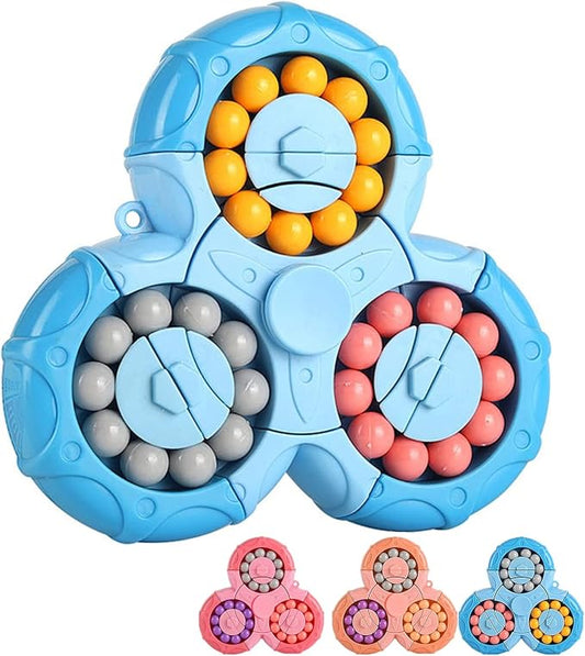 SUOXU Magic Bean Rotating Brain Teaser Finger Puzzle Toy,Boys Girl Handheld Spinner Stress Anxiety Relief Ball Game Sensory Toys, Gift for Kids Ages 3Above Easter Christmas Birthday New Year (Blue)