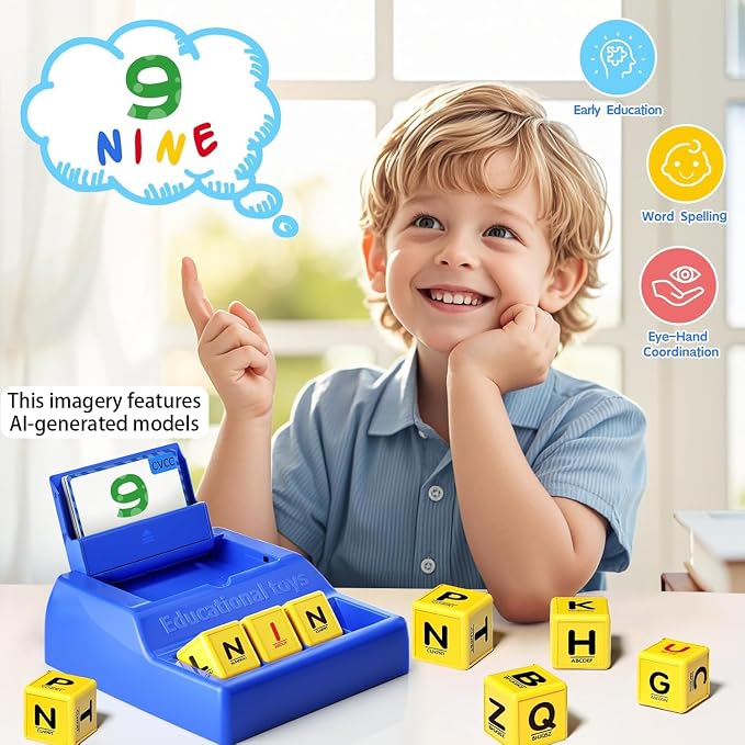Montessori Matching Letter Game Toys for 3 4 5 Year Old Boy Girl Gifts Kids | Early Educational Learning Spelling Toys for Toddler, Preschool, Bigger Size, Storage Function, Christmas Birthday Gifts