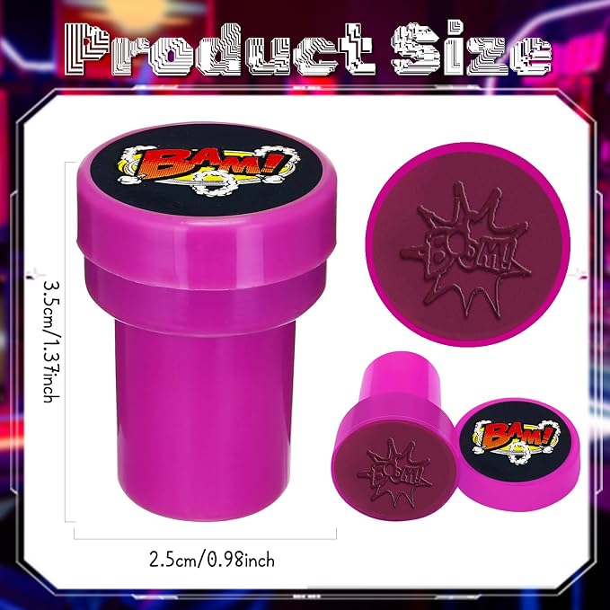Cinrobiye 24 Pcs Hero Stampers Party Favor Set, Cute Superhero Stamps for Kids Birthday Party, Classroom Rewards, Carnival Prizes, Goody Bag Fillers, Super Hero Themed Party Supplies