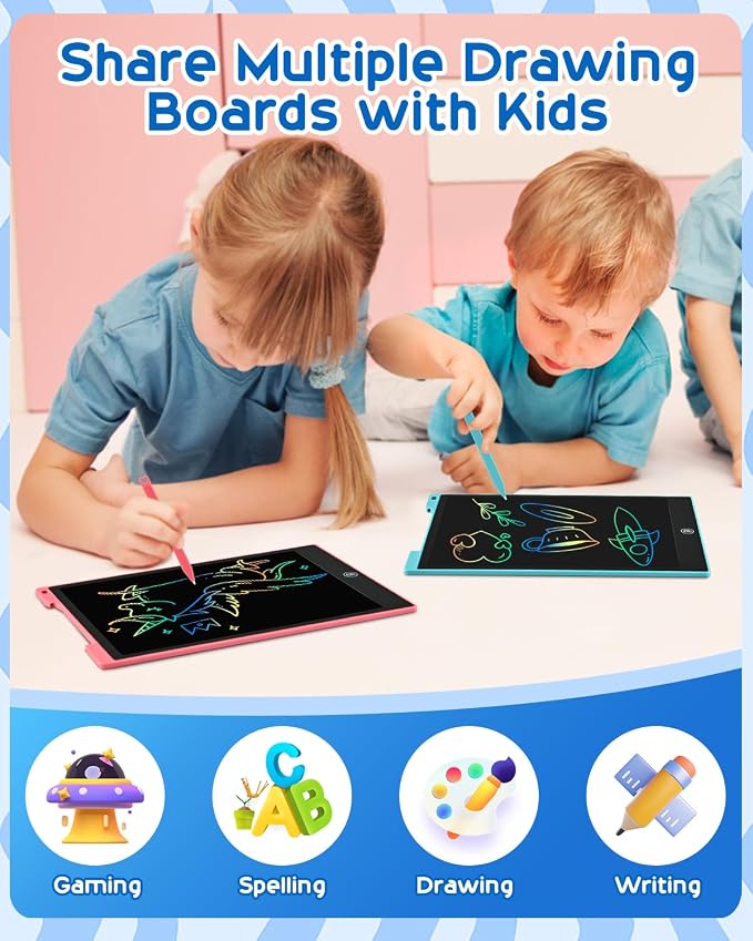 cimetech 2 Pack LCD Writing Tablet for Kids, Doodle Board Drawing Pad | 12 Inch Toddler Toys for 3-8 Year Old Girls Boys, Travel Essentials, Educational Toys Birthday Gift for Children