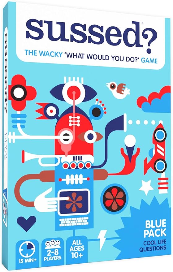 SUSSED The Wacky ‘What Would You Do?’ Social Card Game - Easy Fun for Teens, Boys, Girls, Tweens - Travel Size Game for Road Trips - Kids Ages 10+ & Adults - Cool Blue Deck