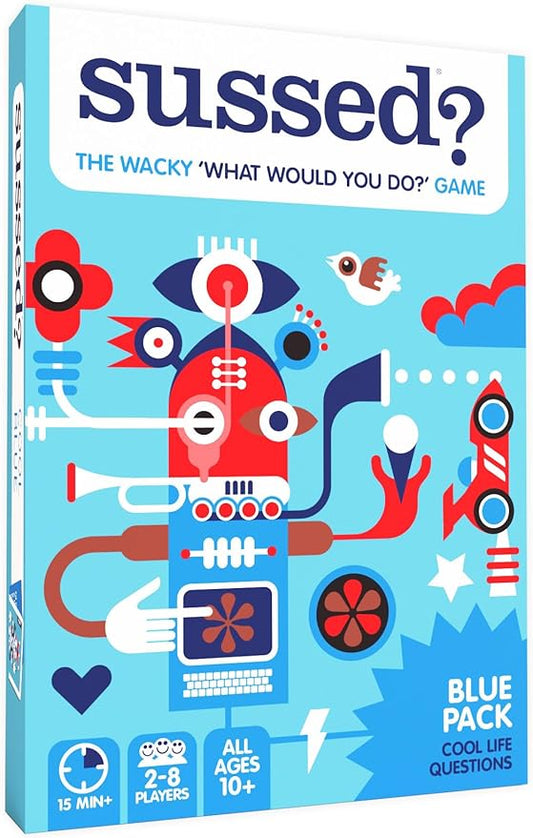 SUSSED The Wacky ‘What Would You Do?’ Social Card Game - Easy Fun for Teens, Boys, Girls, Tweens - Travel Size Game for Road Trips - Kids Ages 10+ & Adults - Cool Blue Deck