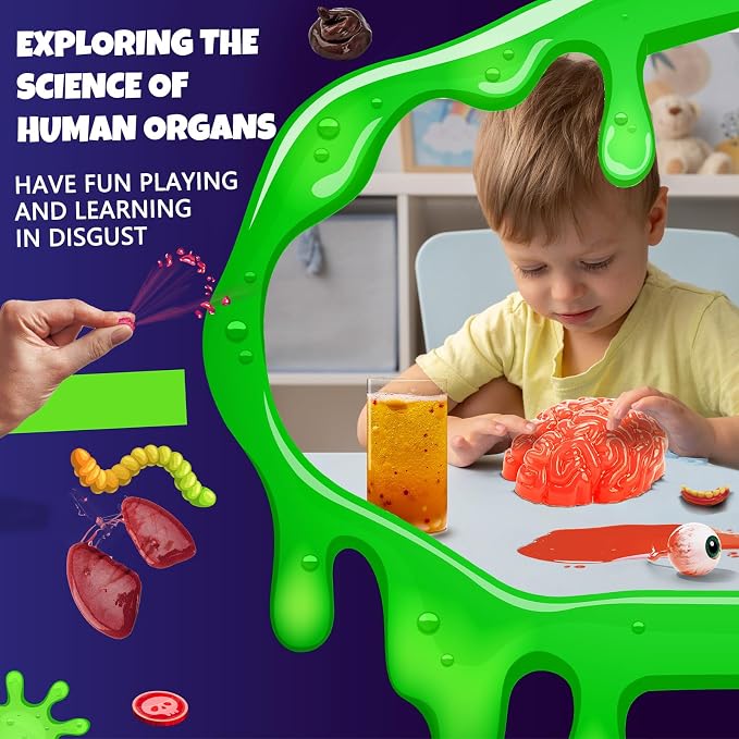 75+ Gross Science Kit for Boys, Science Slime Kit | Christmas Birthday Gift Ideas for Kids 8-10-12, Chemistry Set with Brain Dissection, Poop Experiment, STEM Toys