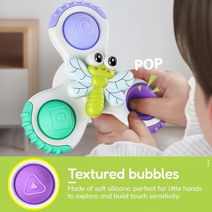Pop Suction Cup Spinner Airplane Travel Toys for 1 Year Old Boy Girl | Novelty Spinning Tops Infant 12 18 Months,1 2 Year Old Boy Birthday Gift for Toddlers ,Sensory Baby Bath Toy Kids Ages 1-3