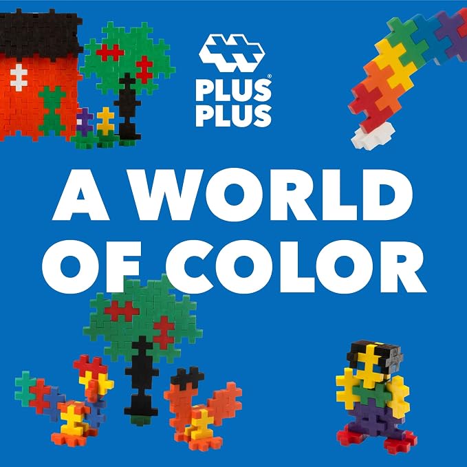 PLUS PLUS Big 100 Piece, Basic Color Mix - Large Blocks for Toddlers | Quiet Stem Toys for Toddlers, Prek Classroom Essentials, Waffle Blocks Jumbo, Stem Bins for Classroom, Sensory Bins