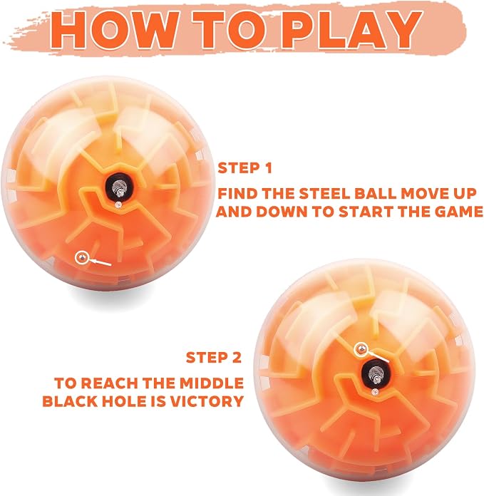 Amaze 3D Memory Sequential Maze Ball Puzzle Toy Gifts for Kids Adults - Challenges Game Lover Tiny Balls Brain Teasers Game (Orange)
