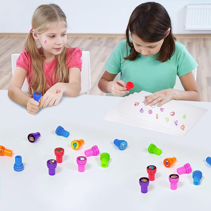 Cinrobiye 24 Pcs Back to School Stampers Party Favor Set, Cute School Supplies Stamps for Kids Classroom Rewards, First Day of School Gifts, Carnival Prizes, Goody Bag Fillers, School Party Supplies