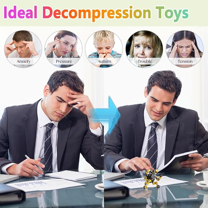 Transformable Fidget Spinners Toys 4 Pcs for Kids and Adults Stress Relief Sensory Toys for Boys and Girls Age 8-13 Fingertip Gyros Party Favors Birthday Gifts for Teens Road Trip Travel Toy